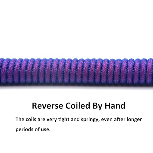 Reverse Coiled USB-C Keyboard Cable, Double-Sleeved Mechanical Keyboard Cable with Detachable Metal Aviator, 5FT USB-C to USB-A (Laser) - Image 5