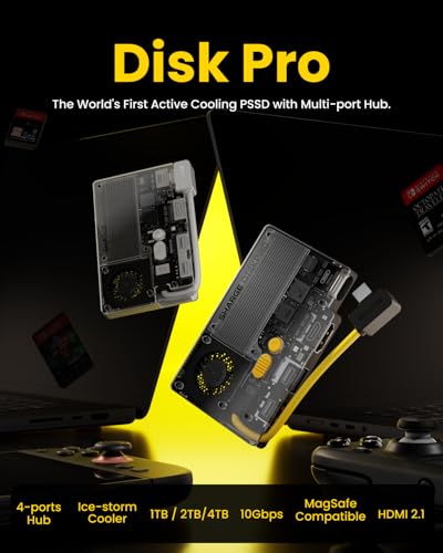 Disk Pro 1TB Portable SSD with Active-Cooling Fan, 10 Gbps with HDMI 2.1