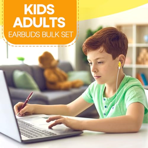 Wholesale Bulk Earbuds Headphones 200 Pack Class Set for School Classroom Students Kids Children Toddler Boys Girls Teen Adults(Mixed Colors,200 Pack)