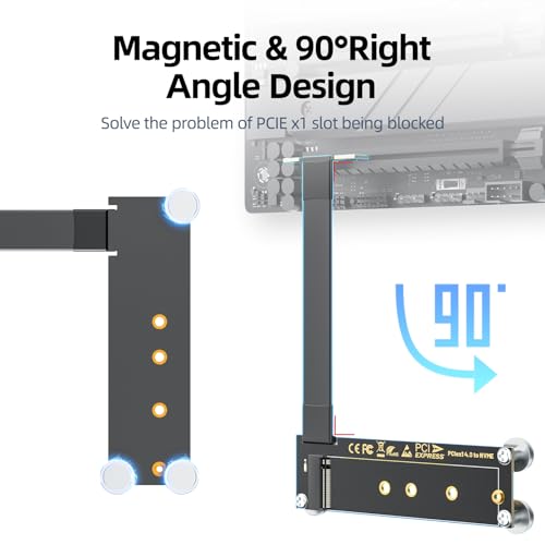 JEYI PCIe 4.0 x1 to M.2 NVMe Adapter (2230/42/60/80), 10CM, Magnetic