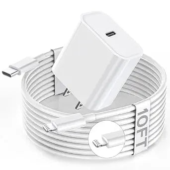 Apple Fast Charger, 10FT Extra Long Fast iPhone Charger Travel Plug Adapter Super Quick Apple Charging USB C Wall Charge Block with 10Foot Lightning Cable Cord for iPhone 14/13/12/11/X/XR/SE2022/iPad