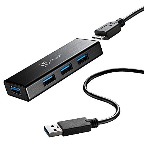j5create 4-Port Powered USB 3.0 Data Hub with 2 ft Extended Cable