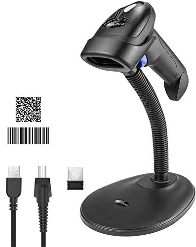 Wireless 1D 2D Barcode Scanner with Stand for Warehouse POS and Computer