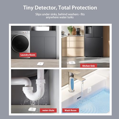 Water Leak Detector for Home, Hub & Mini Sensor 4-Pack