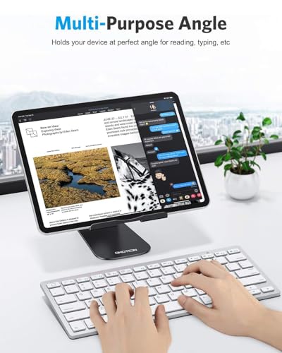 OMOTON T1 Adjustable Tablet Stand for Desk, Aluminum Holder for iPad Black