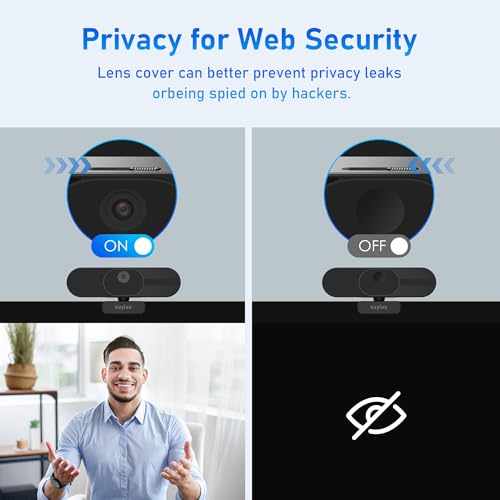 saylas 4K Webcam with Microphone and Speaker, 120° FOV Wide Angle Web cam with Remote, Noise-Cancelling Mics, Auto Focus, Privacy Cover, Plug & Play Web Camera for Computer, USB Webcam for Pc, Laptop