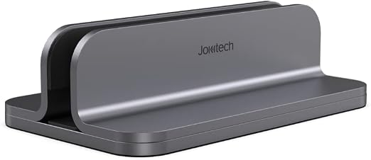 JOKItech Aluminum Laptop Vertical Stand Organizer, Sturdy Laptop Computer Holder Desktop Stand Compatible with new Retina Apple MacBook Pro/Air/Neo, Mac mini & iPad Pro - Spacegrey