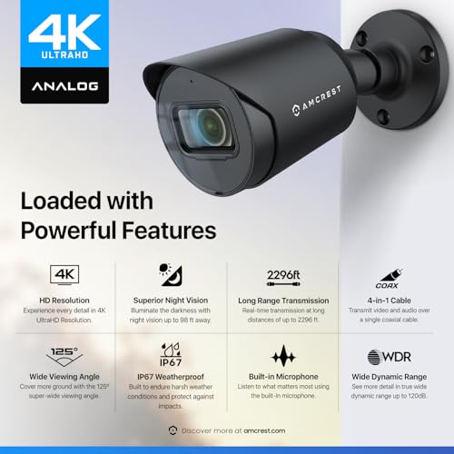 Amcrest 4K Analog Outdoor Security Camera, Bullet 4K | Smart Home - Image 4