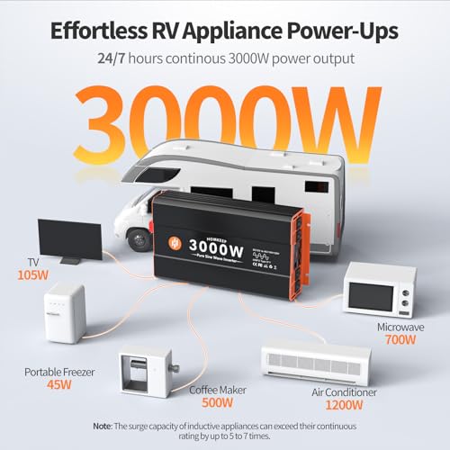 Power Inverter 12V DC to 110V AC Converter for RV Truck Off-Grid Solar Car Inverter (3000W-007)