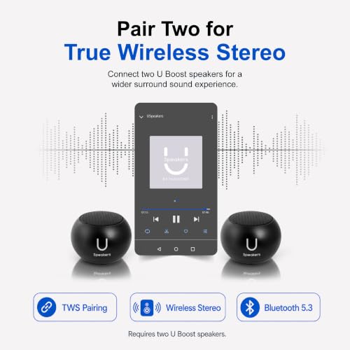 Fashionit U Mini Bluetooth Speaker, Portable Small Magnetic, Black