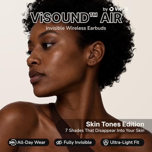 Air Skin Tones Invisible Earbuds for Small Ears - Wireless Bluetooth 5.4, Skin-Matching Mini Stemless Ear Buds, IPX5 Waterproof, Crystal Clear Calls (Warm Cocoa)