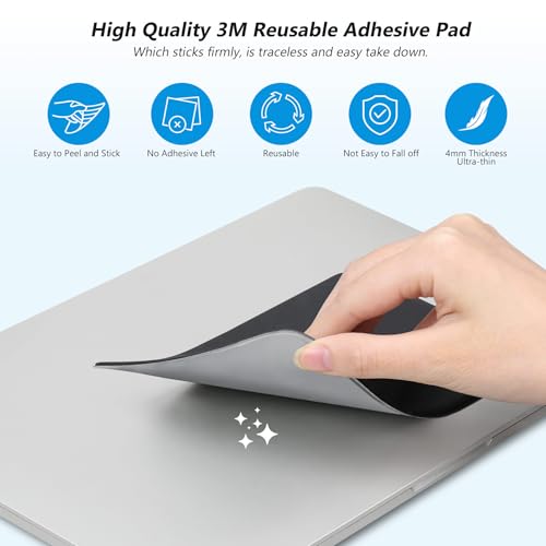 Lacdo Portable External Hard Drive Carrying Case, 2-Pocket Stick on Pouch Holder for Laptop, Fit 2.5" Seagate, WD, Toshiba External HDD, SSD, Wireless Mouse,Cable, Sleeve with Reusable Adhesive, Black