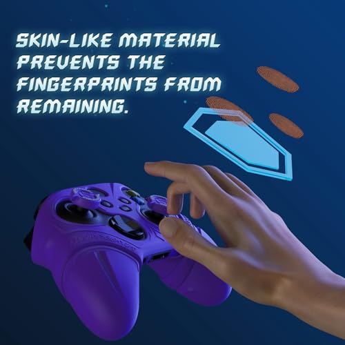 PlayVital Silicone Controller Cover for Xbox Series X/S with Thumbstick Cap & Sticker- Runes Edition Anti-Slip Grip Skin, Shockproof Protector for Xbox Core Wireless Controller(Purple)