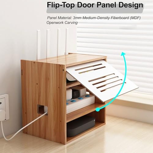 WiFi Router Storage Cabinet, Multi-Functional Router Storage Box, Multimedia Concealment Cabinet, for Living Room, Office, Bedroom(30 * 31cm/11.8 * 12.2in)