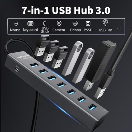 4Ft 7-Port USB 3.0 Hub for Desktop - Aluminium USB E | Computer Access - Image 5