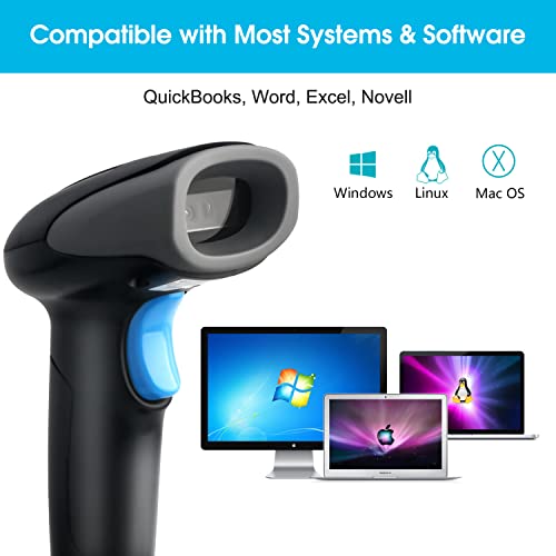 Sumicor 2D USB Barcode Scanner with Stand, Handheld 1D 2D QR Barcode Reader Support Mobile Payment Laptop Screen Scan Wired Bar Code Scanner for Supermarket Retail Store