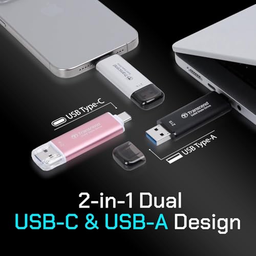 Transcend 128GB ESD310 Dual Portable SSD 1050MB/s USB-A+C, Thumb Drive