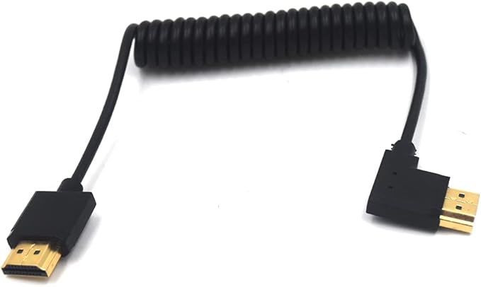 3.9ft HDMI 4K@60Hz Coiled Cable, Left Angle HDMI 2.0 Version Male to Male Adapter Spring Spiral Cord, 18Gbps High Speed, High Definition