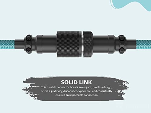 Ranked Coiled Keyboard Cable | Handcrafted Double-Sleeved Braided Cable | USB Type C to A | 5-Pin Aviator Connector for Custom Mechanical Gaming Keyboard | Support Fast Charge 20W (Ranked Blue)