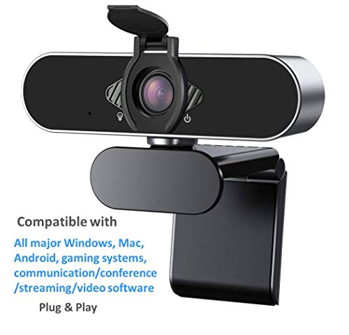 Webcam 1080P HD with Microphone & Privacy Cover, USB Web Cam with Live Streaming HD Video for Mac, PC, Computer and Laptop, Wide Angle Lens 1080P Web Camera with 360 Degree Flexible Mount