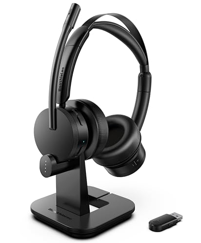 Wireless Headset with Mic for Work, Bluetooth Headset with Noise Cancelling