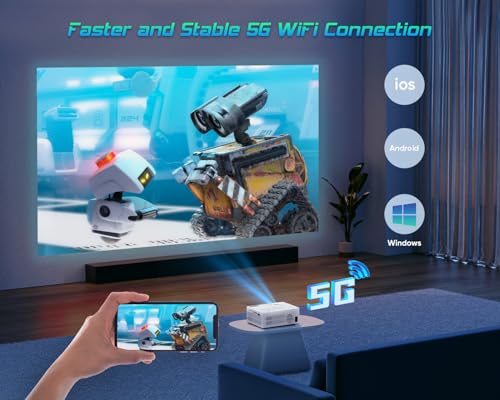 TMY Native 1080P Projector with WiFi and Bluetooth, with 80in Screen