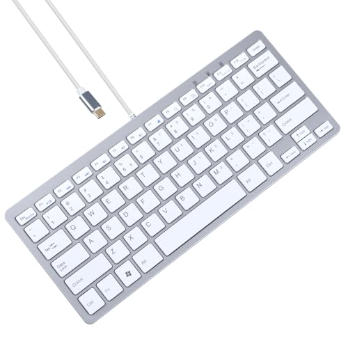 MCSaite Small USB C Keyboard - Plug & Play Compatible Wired Keyboard for Mac mini, MacBook Pro/Air, iMac, iPad, Windows, Chromebook with USBC Port - Compact & Mini USB Type C - Silver