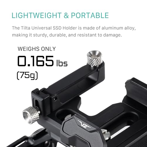 Tilta Universal SSD Drive Holder V2 - Black | Compatible with Most Camera Cages via 1/4"-20 Threads | Extendable Cable Clamp | Rubber Protection | Lightweight, Durable, & Portable