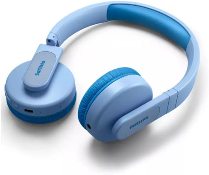 Philips K4206 Kids Wireless On-Ear Headphones, Bluetooth + Cable Connection, 85dB Limit for Safer Hearing, Built-in Mic, 28 Hours Play time, Parental Controls via Philips Headphones, Blue