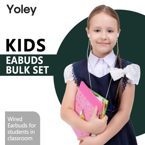 Kids Earbuds Headphones Bulk 100 Pack Class Set for School Classroom Students Children, Wholesale Durable Earphones (100 White)