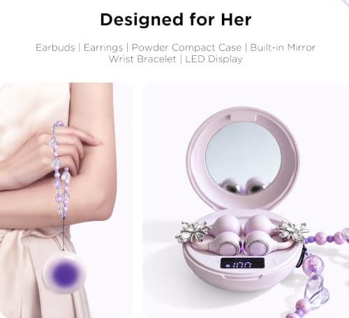 Clip On Open Ear Earbuds with Crystal Butterfly Earrings, Bracelet