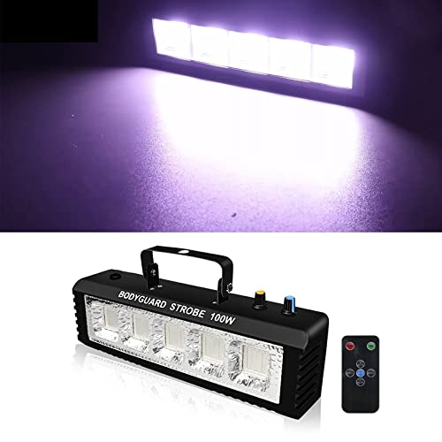 Strobe Stage Lights Sound Activated, 100W White LED Strobe Stage Lights, Halloween Light Effect with Remote Control, Professional DJ Party Lights for Banquet Host