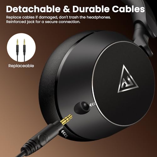 DOQAUS Studio Monitor Headphones, Professional Wired DJ Headphones Over Ear
