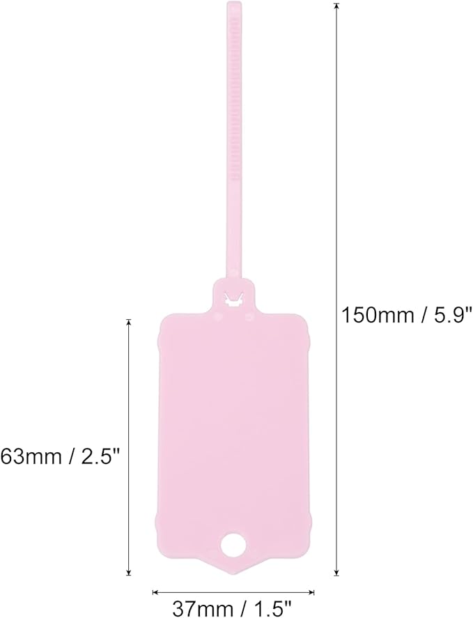 MECCANIXITY Plastic Tags, 1.5x2.5 Inch Pink, 25 Packs - Product Identification, Shipping, Material Labels, Indoor/Outdoor