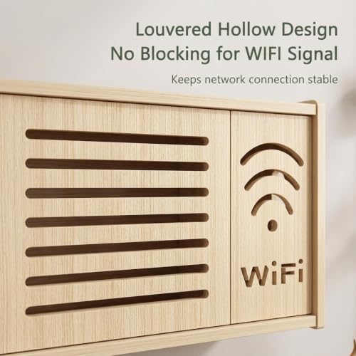 Wall Mounted Router Storage Box,Wood Wireless WiFi Router Shelf