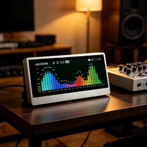4.6 Inch Touch Panel Screen Sound Spectrum Display with VU Meter and Clock Mode for Home Theaters Systems Vehicle Sound Systems Touch Panel Screen Spectrum Display