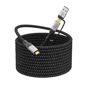 Long USB a to USB c Cable 16.5FT Multi Functional 2in1, usbc 3.2 Gen 2X2,20Gbps High Speed Data Transfer,4K@60Hz UHD Video 5A/100W Fast Charge Cord Compatible with Thunderbolt 3/4, Braided