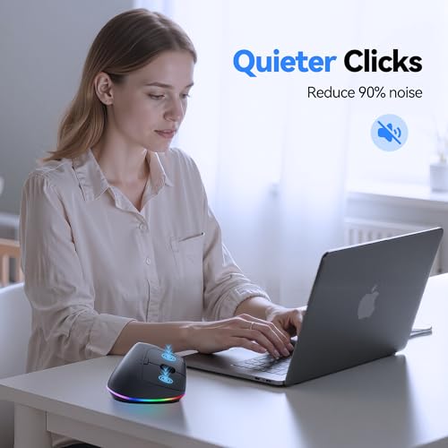 TECKNET RGB Bluetooth Ergonomic Mouse Rechargeable Wireless Multi-Device