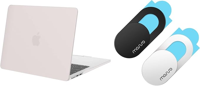 MOSISO Webcam Cover Slide 2 Pack&Compatible with MacBook Air 13 inch Case 2024 2023 2022 M3 A3113 M2 A2681, Protective Plastic Hard Shell Cover Compatible with MacBook Air 13.6 inch Case, Stone Gray