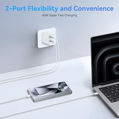 45W Samsung Charger Fast Charging,2Pack Dual Port Super Fast USB C Charger Block,Quick Type C Chargers Adapter 10FT Long USB C Cable for Samsung Galaxy S25 Ultra/S25+/S25/S24/S23/S22/S21/S20/Note20/10 - Image 5