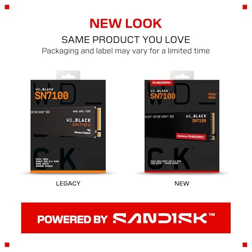 WD_Black SN7100 500GB NVMe SSD - Gen4 PCIe, M.2 2280, Up to 6,800 MB/s Read Speed, Next Gen TLC 3D NAND, for Laptops, Handheld Gaming Devices - WDS500G4X0E