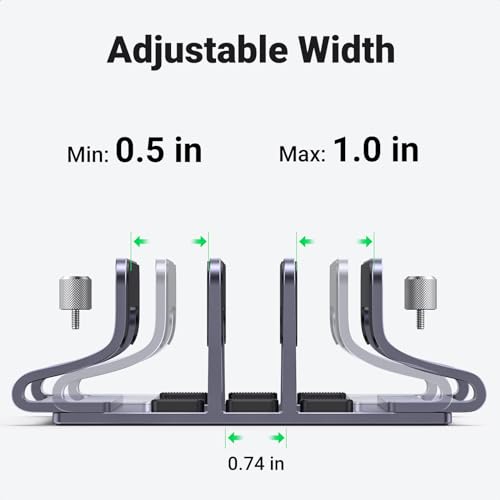 UGREEN 3-Slot Vertical Laptop Stand Holder Desk Compatible with MacBook Pro Air Laptop Stand Desktop Adjustable, Lenovo Ideapad, Surface Book, HP Notebook, Dell Chromebook Up to 17.3 Inch, Space Gray