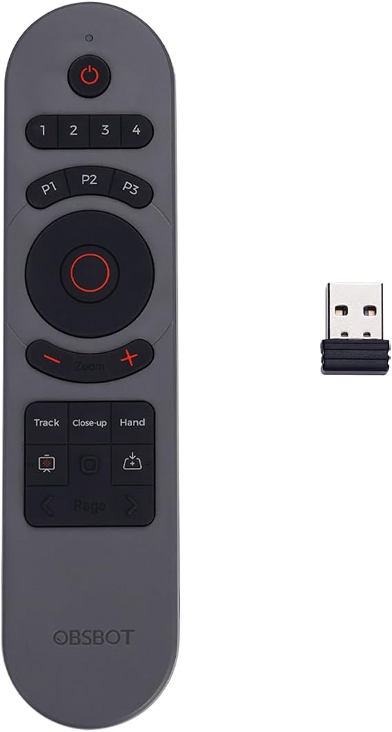 OBSBOT Tiny 2 Remote Control, Smart Remote for Tiny 2/Tiny 2 Lite/Tiny 4K/1080P Webcam, Wireless Connection via USB Receiver, Combination of Remote Control and Presentation Clicker
