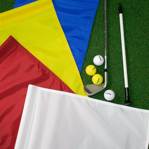 KINGTOP Golf Flag 20x14 Inch - Mixed Color, 420D Nylon, Tube Inserted - Standard Putting Green Flags for Backyard Practice, Golf Courses, Country Club, 4-Pack