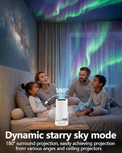 Mini Projector with WiFi 6 and Bluetooth 5.4, Portable Projector 4K Support, 180 ANSI, 5W Soundbase Speaker, Auto Vertical Keystone 210°Rotatable Smart Proyector for Movie Home Outdoor