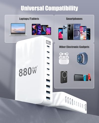 USB C Charger 880W USB C Charger Block,GaN IV 10-Por | Charging & Powe - Image 4