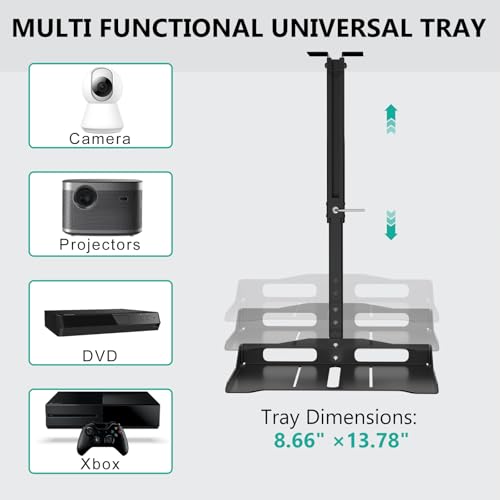 WALI Universal Projector Ceiling Wall Mount with Hidden Cable Management
