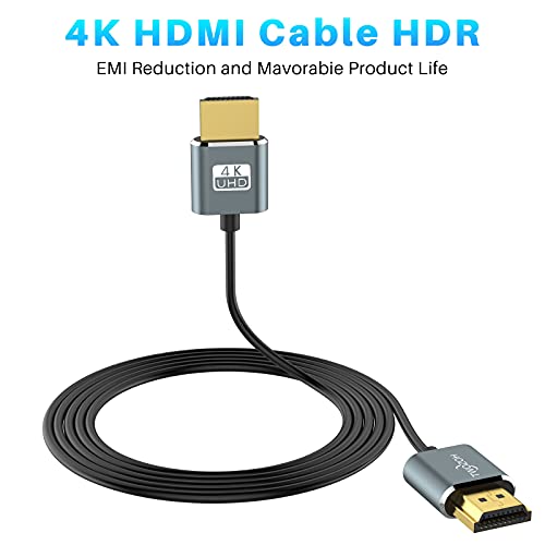 Twozoh Slim 4K HDMI Cable 1.6FT 3 Pack, Ultra Thin & Flexible Skinny HDMI to HDMI 2.0 Cord Support 4K/60HZ 18gbps Laptop, Monitor, PS5, PS4, Xbox One, Fire TV