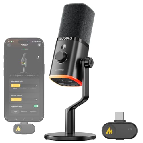 MAONO PD100W Wireless Dynamic Gaming Microphone for PC with USB-C Receiver