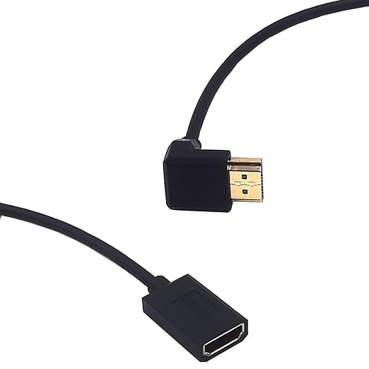 MysRuida 1ft HDMI 2.1 Extension Cable, 8K@60Hz/4K@120Hz, 48Gbps Bandwidth, 3D Vision, Supports HDR10 4:4:4, HDCP 2.2/2.3, Dolby and Dynamic HDR, Down Angle Extender Cord for PS5/PS4 Xbox HDTV Switch